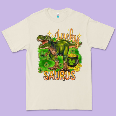 St. Patrick's Day Lucky Saurus Premium Tee Designed By Howdyjamesfarm
