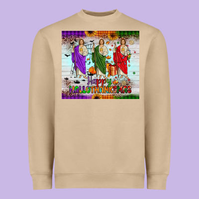 San Judas Happy  Hallothanksmas Heavyweight Sweatshirt Designed By Jahusdesignshop