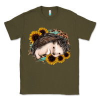 Army Green sleeping hedgehog sunflower leopard Classic Tee - Jasminsmagicworld