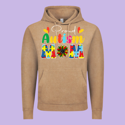 Proud Autism Mom Sunflower Vintage Hoodie Designed By Cowhidedigitalart
