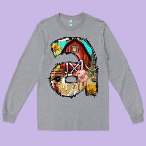Farm Life Alphabet Lowercase Letters A Long Sleeve Tee Designed By Bundleandbundleshop