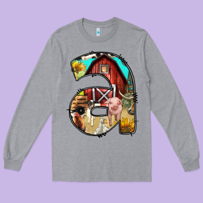 Farm Life Alphabet Lowercase Letters A Long Sleeve Tee Designed By Bundleandbundleshop