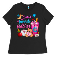 Black Cupid's Favorite Teacher Valentine's Day Frappe Ladies Tee - FaDigitalArtStudio