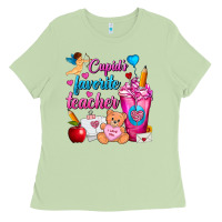 Matcha Cupid's Favorite Teacher Valentine's Day Frappe Ladies Tee - FaDigitalArtStudio