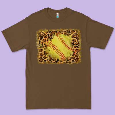 Watercolor Glitter Leopard Softball Background Premium Tee Designed By Ranaportraitstore