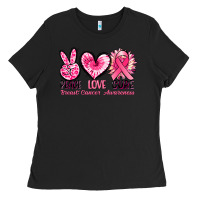 Black Peace love cure Breast Cancer Awareness Ladies Tee - FaDigitalArtStudio