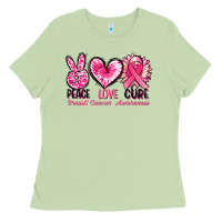 Matcha Peace love cure Breast Cancer Awareness Ladies Tee - FaDigitalArtStudio