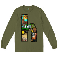 Army Green farm life alphabet lowercase letters h Long Sleeve Tee - BundleAndBundleShop