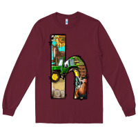 Burgundy farm life alphabet lowercase letters h Long Sleeve Tee - BundleAndBundleShop