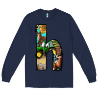 Navy farm life alphabet lowercase letters h Long Sleeve Tee - BundleAndBundleShop