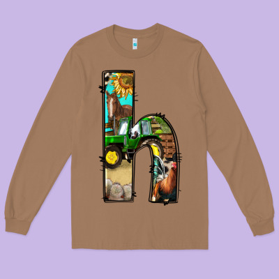 Farm Life Alphabet Lowercase Letters H Long Sleeve Tee Designed By Bundleandbundleshop