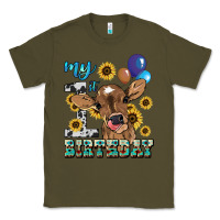 Army Green My first Birthday baby cow sunflower Classic Tee - HowdyJamesFarm