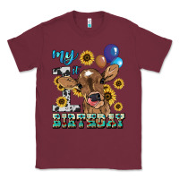 Burgundy My first Birthday baby cow sunflower Classic Tee - HowdyJamesFarm