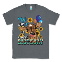 Charcoal Heather My first Birthday baby cow sunflower Classic Tee - HowdyJamesFarm