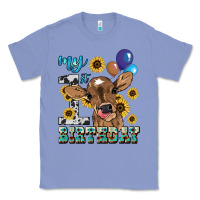 Colony Blue My first Birthday baby cow sunflower Classic Tee - HowdyJamesFarm