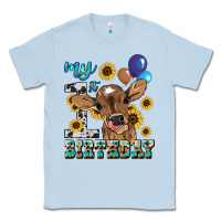 Dusty Blue My first Birthday baby cow sunflower Classic Tee - HowdyJamesFarm