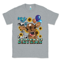 Heather Grey My first Birthday baby cow sunflower Classic Tee - HowdyJamesFarm