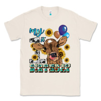 Natural My first Birthday baby cow sunflower Classic Tee - HowdyJamesFarm