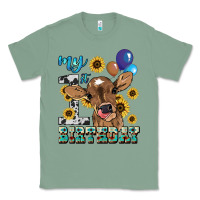 Sage My first Birthday baby cow sunflower Classic Tee - HowdyJamesFarm