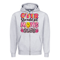 Heather Grey over stimulated moms club Zipper Hoodie - JahusDesignShop