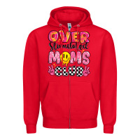 Red over stimulated moms club Zipper Hoodie - JahusDesignShop