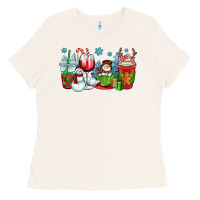 Bone christmas snowman coffee cups Ladies Tee - OliviaCreatesArt