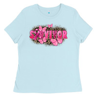 Baby Blue Survivor Breast Cancer Ladies Tee - FaDigitalArtStudio