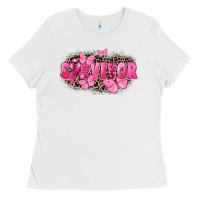 White Survivor Breast Cancer Ladies Tee - FaDigitalArtStudio