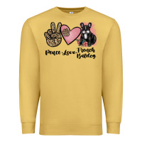 Antique Gold peace love french bulldog Premium Sweatshirt - JahusDesignShop
