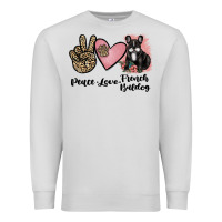 Dove Grey peace love french bulldog Premium Sweatshirt - JahusDesignShop