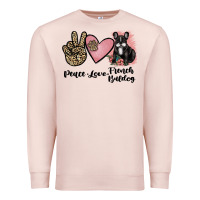 Pale Pink peace love french bulldog Premium Sweatshirt - JahusDesignShop
