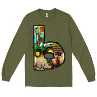 Army Green farm life alphabet lowercase letters b Long Sleeve Tee - BundleAndBundleShop