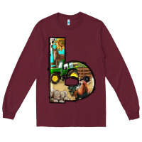 Burgundy farm life alphabet lowercase letters b Long Sleeve Tee - BundleAndBundleShop