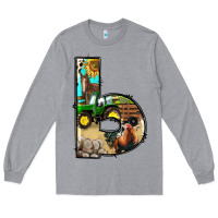 Heather Grey farm life alphabet lowercase letters b Long Sleeve Tee - BundleAndBundleShop