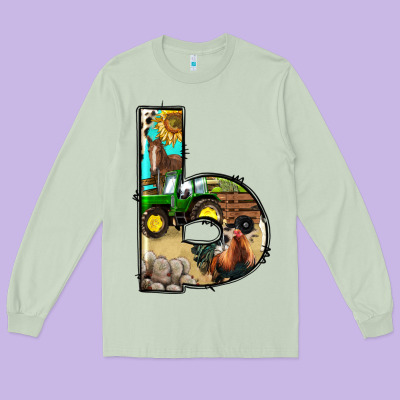 Farm Life Alphabet Lowercase Letters B Long Sleeve Tee Designed By Bundleandbundleshop