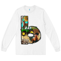 White farm life alphabet lowercase letters b Long Sleeve Tee - BundleAndBundleShop
