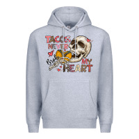 Heather Grey Tacos Never Broke My Heart Premium Hoodie - CowhideDigitalArt