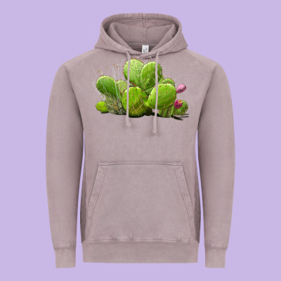 Desert Prickly Pear Cactus Vintage Hoodie Designed By Lillyallendesigns