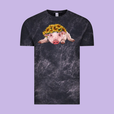 Baby Pig With Sunflower Headband Vintage Tee Designed By Ranaportraitstore