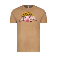 Vintage Camel baby pig with sunflower headband Vintage Tee - RanaPortraitStore
