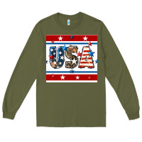 Army Green 4th of july usa seamless pattern Long Sleeve Tee - BundleAndBundleShop