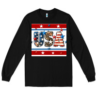 Black 4th of july usa seamless pattern Long Sleeve Tee - BundleAndBundleShop