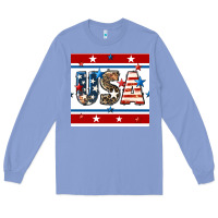 Colony Blue 4th of july usa seamless pattern Long Sleeve Tee - BundleAndBundleShop