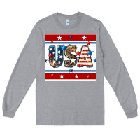 Heather Grey 4th of july usa seamless pattern Long Sleeve Tee - BundleAndBundleShop