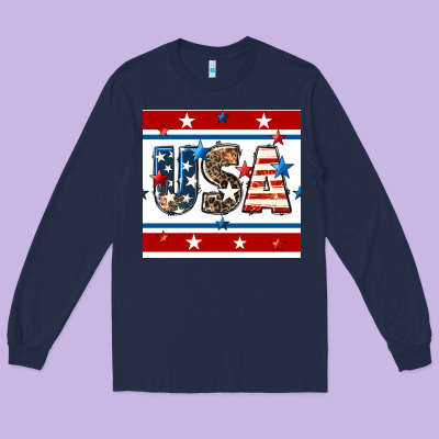 4th Of July Usa Seamless Pattern Long Sleeve Tee Designed By Bundleandbundleshop