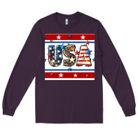 Plum 4th of july usa seamless pattern Long Sleeve Tee - BundleAndBundleShop