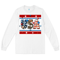 White 4th of july usa seamless pattern Long Sleeve Tee - BundleAndBundleShop