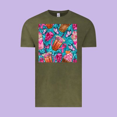 Breast Cancer Coffee Cups With Butterfly Seamless Pattern Bbs Vintage Tee Designed By Bundleandbundleshop