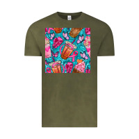 Vintage Olive breast cancer coffee cups with butterfly seamless pattern bbs Vintage Tee - BundleAndBundleShop