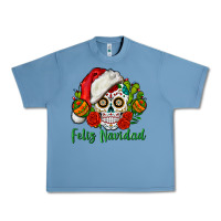 Pebble Blue Feliz Navidad Skull Urban Heavy Tee - BundleAndBundleShop